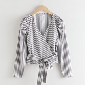 & Other Stories - Striped Puff Sleeve Wrap Blouse